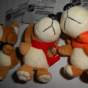 NEW Lot 3 NHL plush mini Ornaments Chicago Blackhawks Boston Bruins Phili Flyers